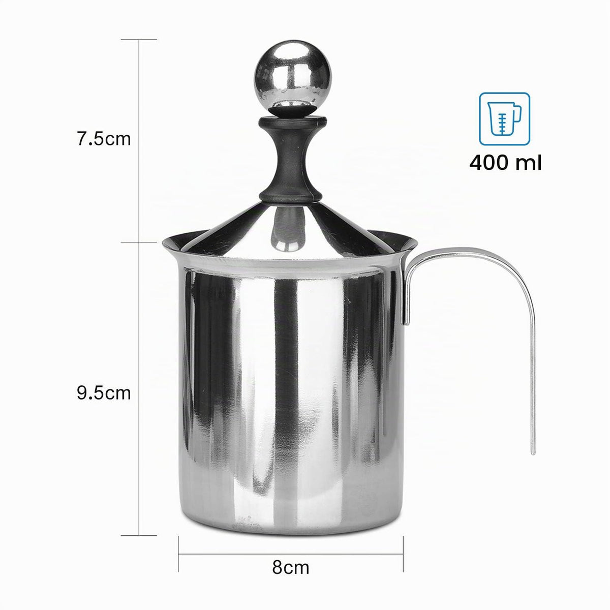 400ML Manuelle Milchaufschäumer Edelstahl Milchaufschäumer Doppel mesh Schaumbecher Schaumstoff Sahnekännchen für Cappuccino Latte Macchiato