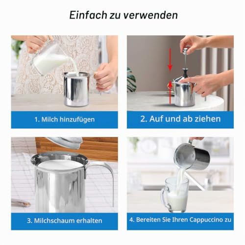 400ML Manuelle Milchaufschäumer Edelstahl Milchaufschäumer Doppel mesh Schaumbecher Schaumstoff Sahnekännchen für Cappuccino Latte Macchiato