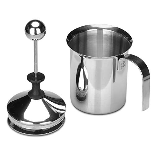 400ML Manuelle Milchaufschäumer Edelstahl Milchaufschäumer Doppel mesh Schaumbecher Schaumstoff Sahnekännchen für Cappuccino Latte Macchiato