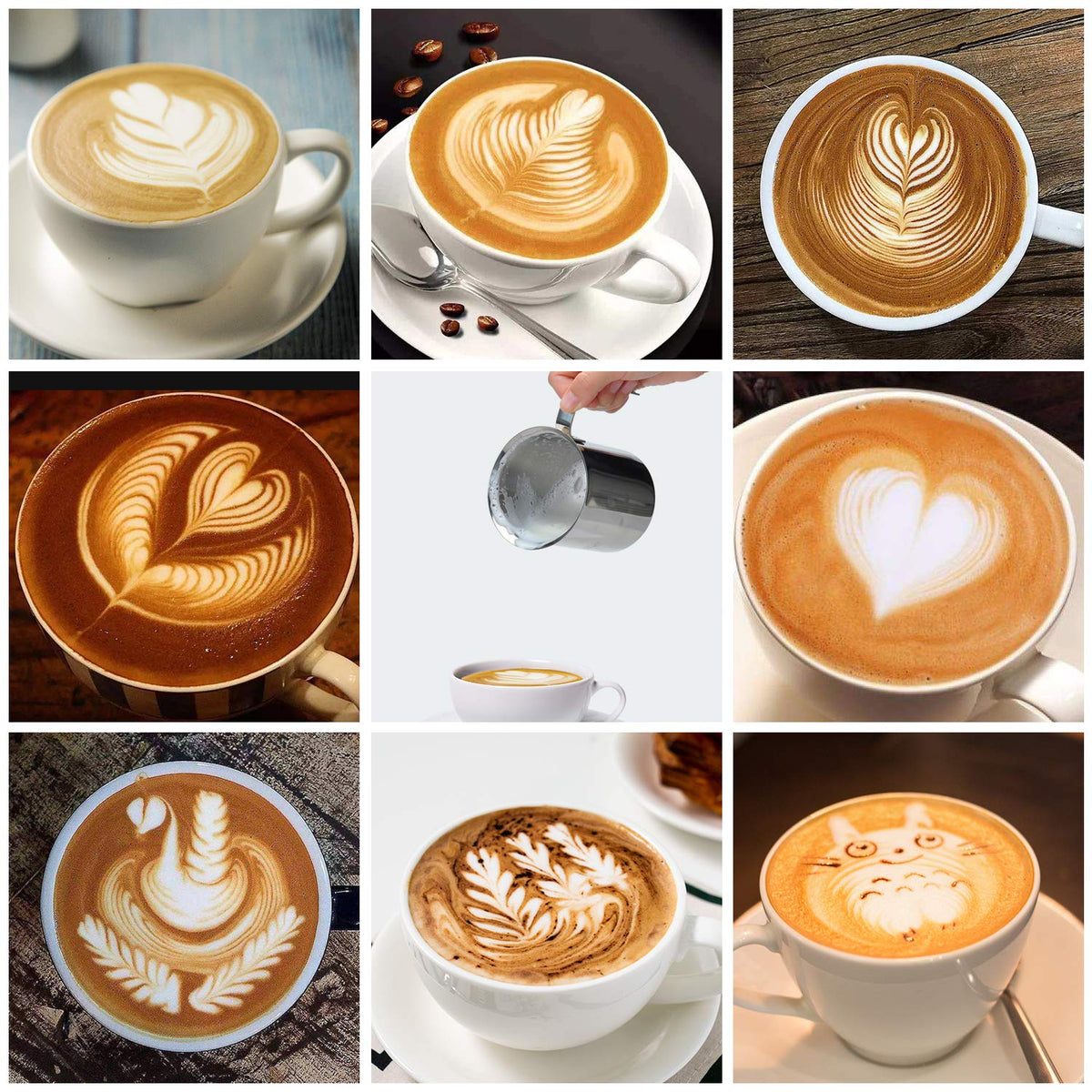 400ML Manuelle Milchaufschäumer Edelstahl Milchaufschäumer Doppel mesh Schaumbecher Schaumstoff Sahnekännchen für Cappuccino Latte Macchiato