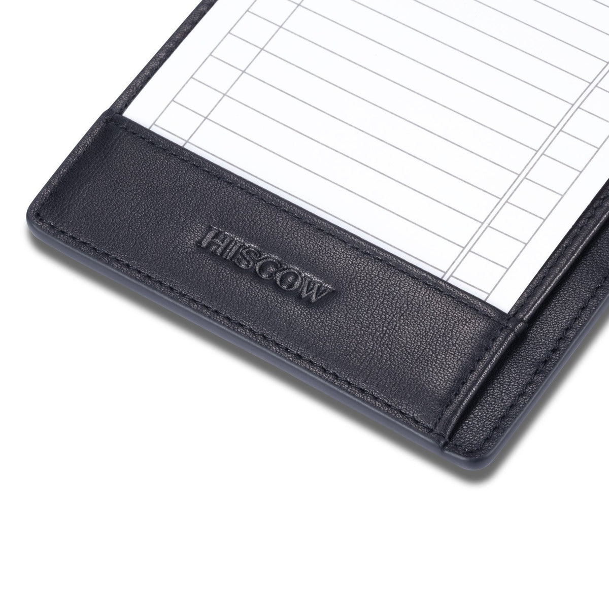 HISCOW Notizblock und Taschen-Notizbuch aus italienischem Leder, 7,6 x 12,7 cm, mit sicherem Stifthalter, nachfüllbarer Notizblock, Organizer für Arbeit und Reisen, Schwarz