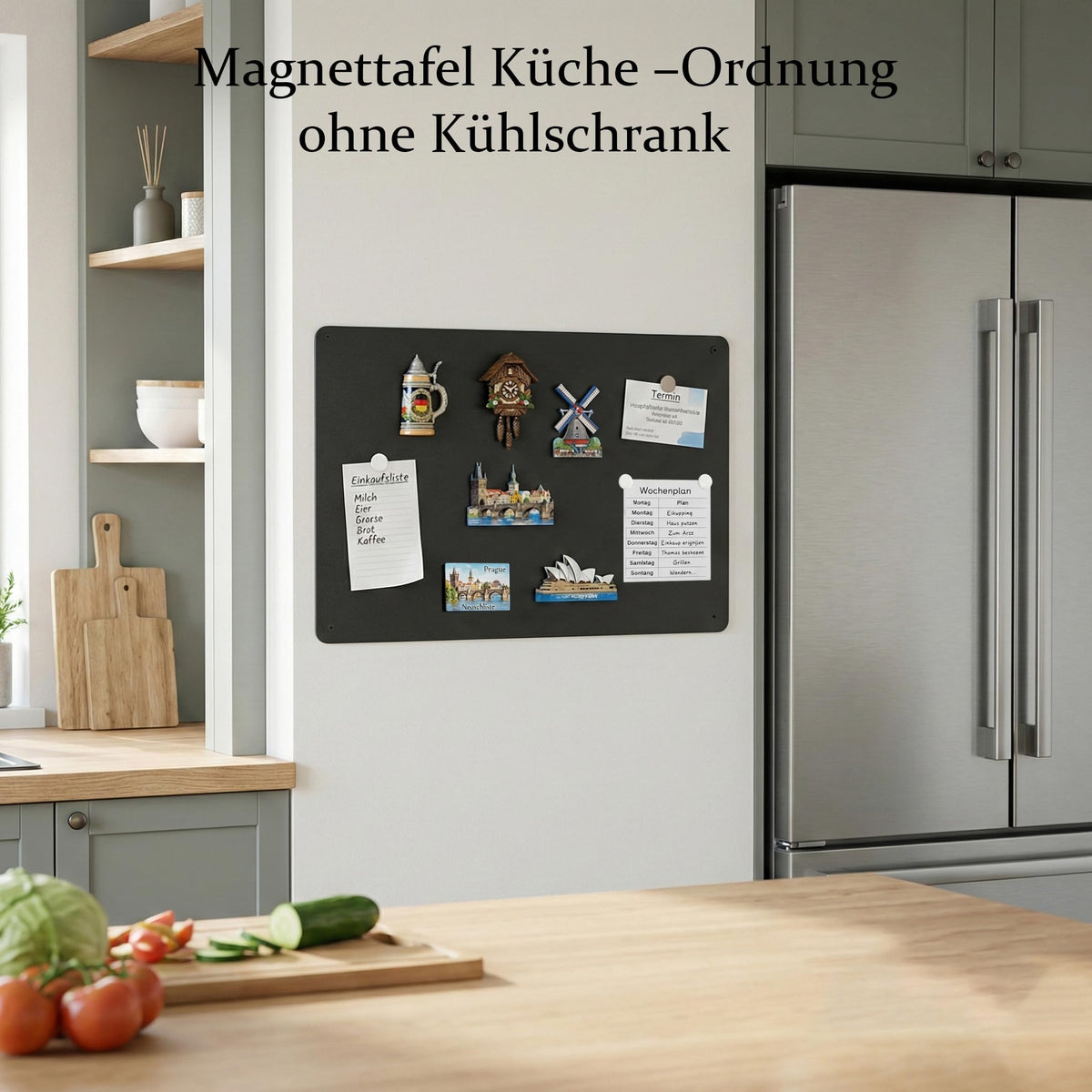 Schwarz Magnettafel Metall Einstieg: Reisemagnete stilvoll zeigen
