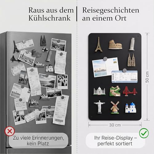 Schwarz Magnettafel Metall Einstieg: Reisemagnete stilvoll zeigen