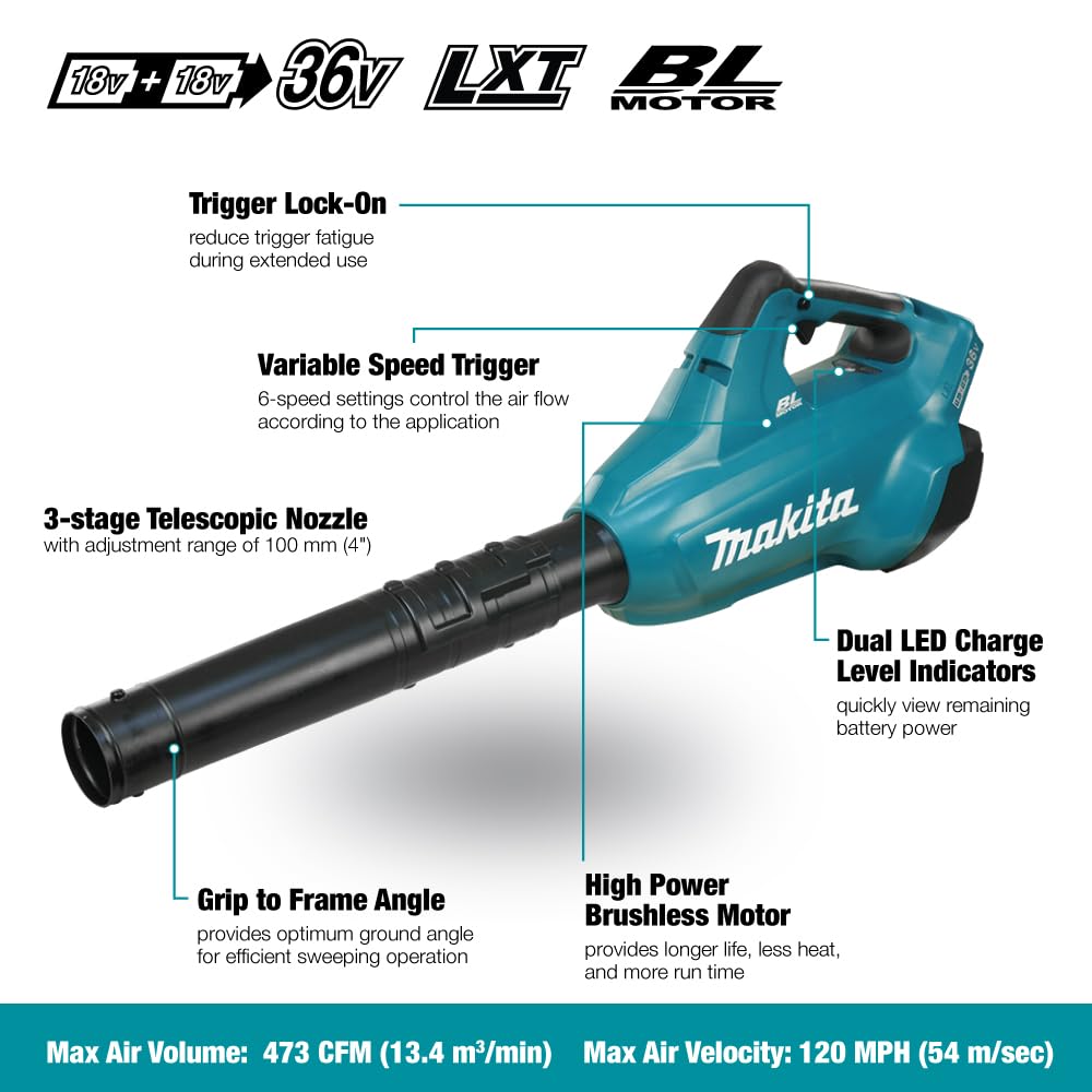 Makita DUB362Z Akku-Gebläse 2x18 V (ohne Akku, ohne Ladegerät)