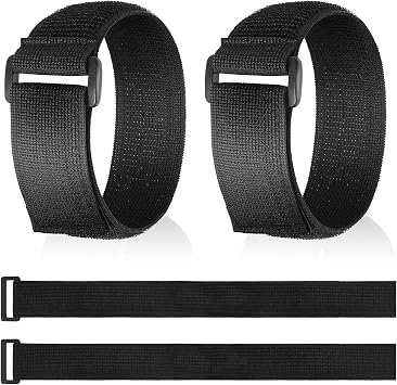 4er Pack Klett Kabelbinder Klettverschluss Verstellbar Schwarz Wiederverschließbar Klettband Nylon Kabelbinder Wiederverwendbare Elastische Befestigungsgurte für Fahrrad, 40 x 3,8 cm