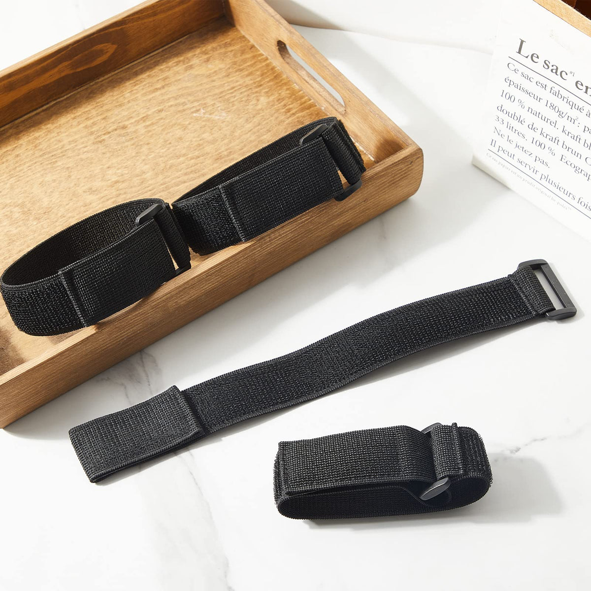 4er Pack Klett Kabelbinder Klettverschluss Verstellbar Schwarz Wiederverschließbar Klettband Nylon Kabelbinder Wiederverwendbare Elastische Befestigungsgurte für Fahrrad, 40 x 3,8 cm