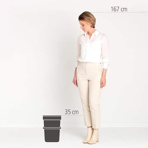 Brabantia Sort & Go Abfalleimer mit Deckel 12 L (grau), platzsparender Pfandsammler mit Griff, abnehmbarer, feststellbarer Deckel, leicht zu reinigender großer Mülleimer ohne Ecken und Ränder