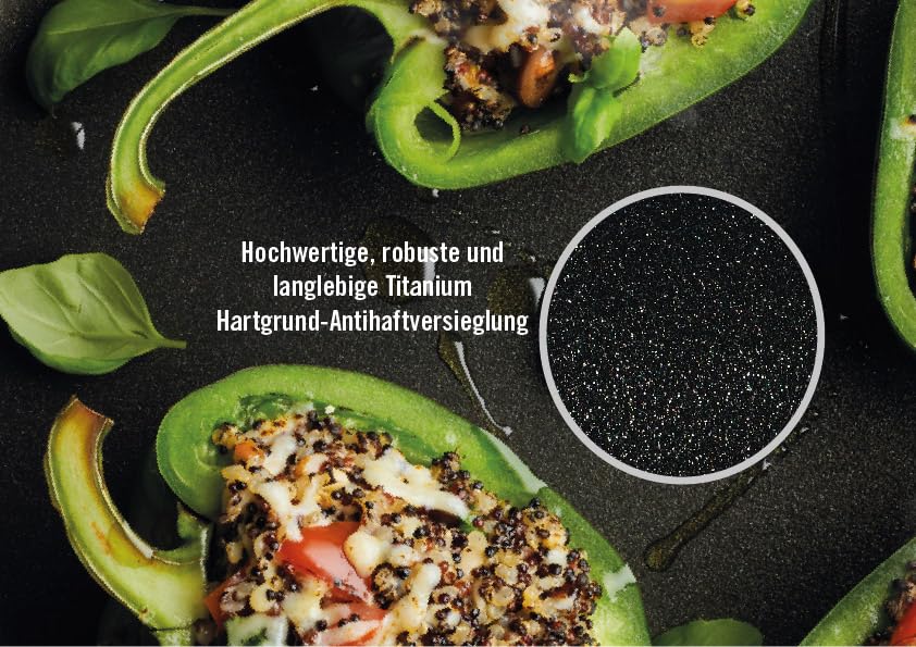 Woll Nowo Titanum Hochrandpfanne - Induktiv -, Ø 24 cm, 7 cm hoch, mit abnehmbarem Stiel - Geeignet für alle Herdarten, Aluguss, Antihaft-Versiegelung, Schwarz