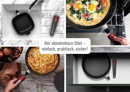 Woll Nowo Titanum Hochrandpfanne - Induktiv -, Ø 24 cm, 7 cm hoch, mit abnehmbarem Stiel - Geeignet für alle Herdarten, Aluguss, Antihaft-Versiegelung, Schwarz