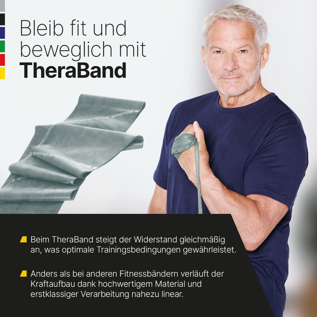 TheraBand 2,50m im PE Beutel mit Anleitung | Fitnessband | Gymnastikband