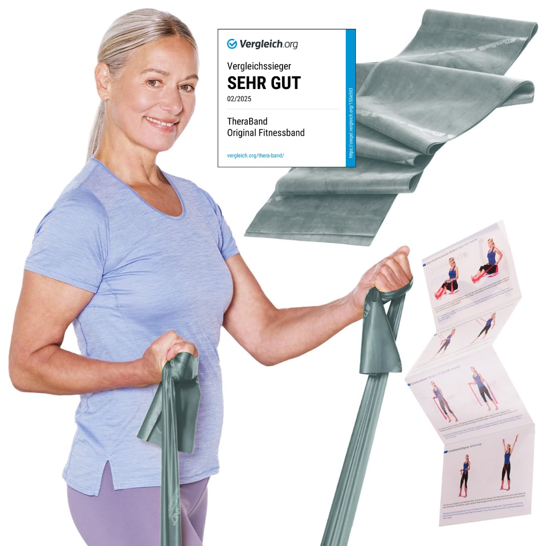 TheraBand 2,50m im PE Beutel mit Anleitung | Fitnessband | Gymnastikband