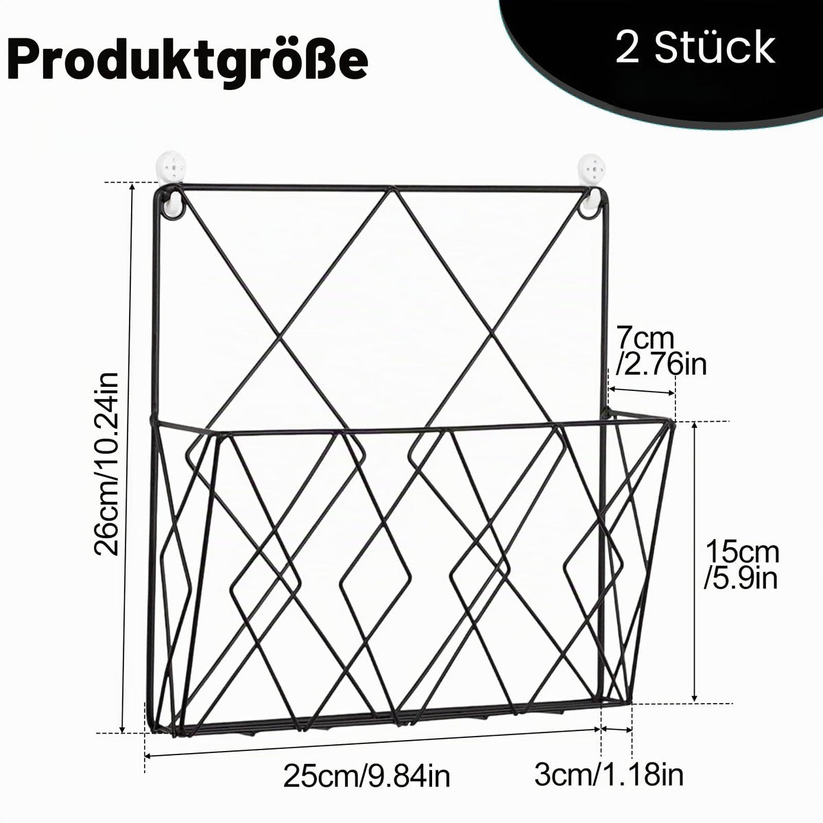 YUDAWN 2 Stück Zeitschriftenhalter Wand, Zeitungshalter Wand Metall 25x26cm Wandorganizer Hängend Aktenablage Dokumentenhalter Magazin Organizer für Zuhause Büro Schwarz