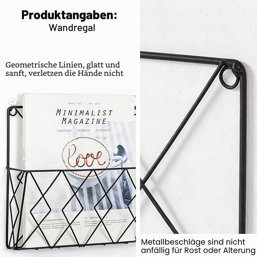 YUDAWN 2 Stück Zeitschriftenhalter Wand, Zeitungshalter Wand Metall 25x26cm Wandorganizer Hängend Aktenablage Dokumentenhalter Magazin Organizer für Zuhause Büro Schwarz