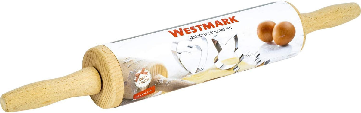 Westmark Teig-/Backrolle/Nudelholz, aus Buchenholz, Länge: 46 cm, Holz, Woody, Hellbraun, 30012270