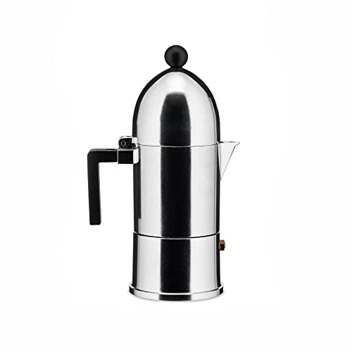 Alessi "LA CUPOLA" Espressomaschine 3. Tassen aus Gußaluminium, Griff und Knopf aus PA, schwarz