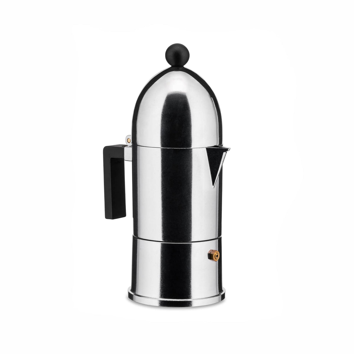Alessi "LA CUPOLA" Espressomaschine 3. Tassen aus Gußaluminium, Griff und Knopf aus PA, schwarz