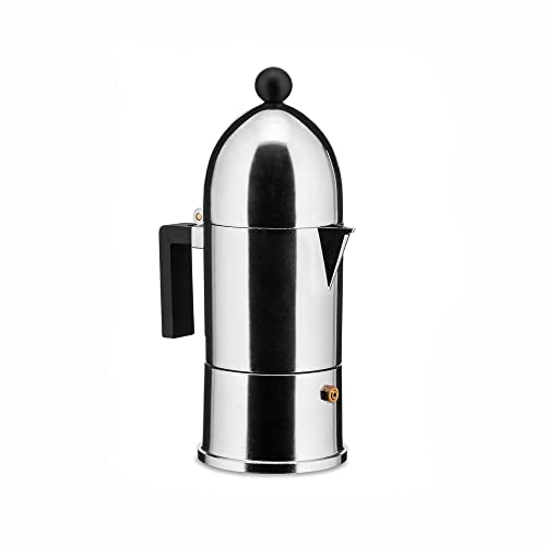 Alessi "LA CUPOLA" Espressomaschine 3. Tassen aus Gußaluminium, Griff und Knopf aus PA, schwarz