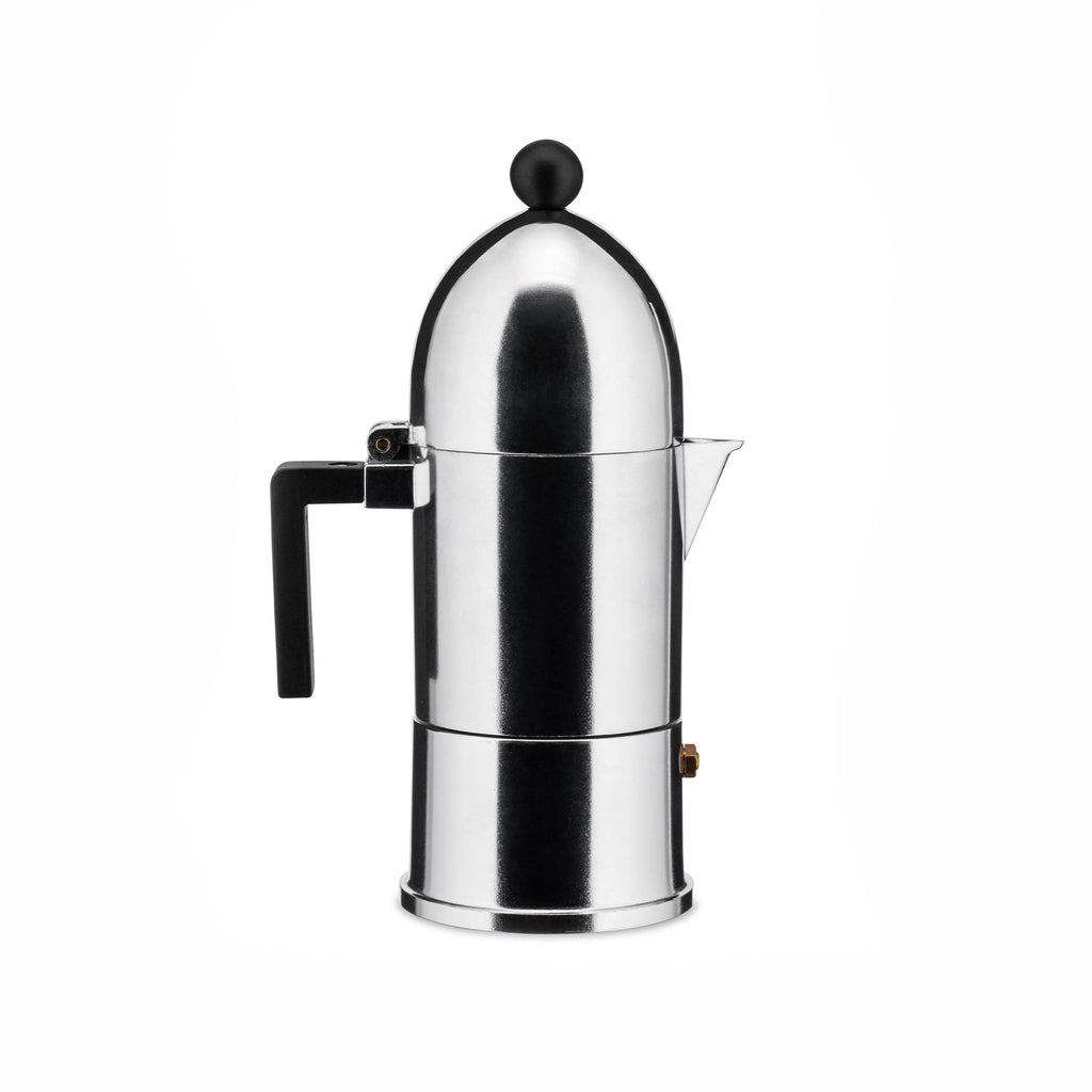 Alessi "LA CUPOLA" Espressomaschine 3. Tassen aus Gußaluminium, Griff und Knopf aus PA, schwarz