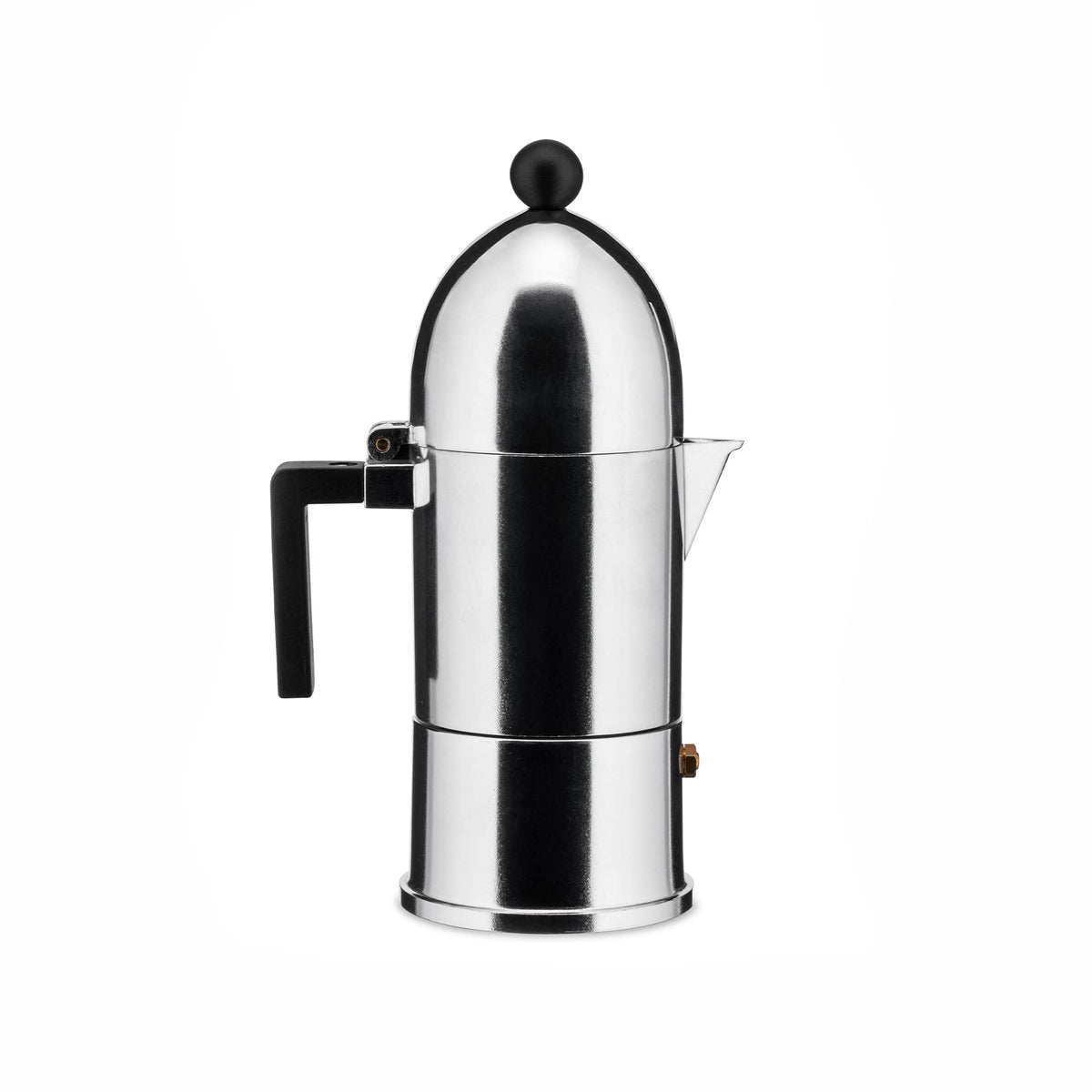 Alessi "LA CUPOLA" Espressomaschine 3. Tassen aus Gußaluminium, Griff und Knopf aus PA, schwarz