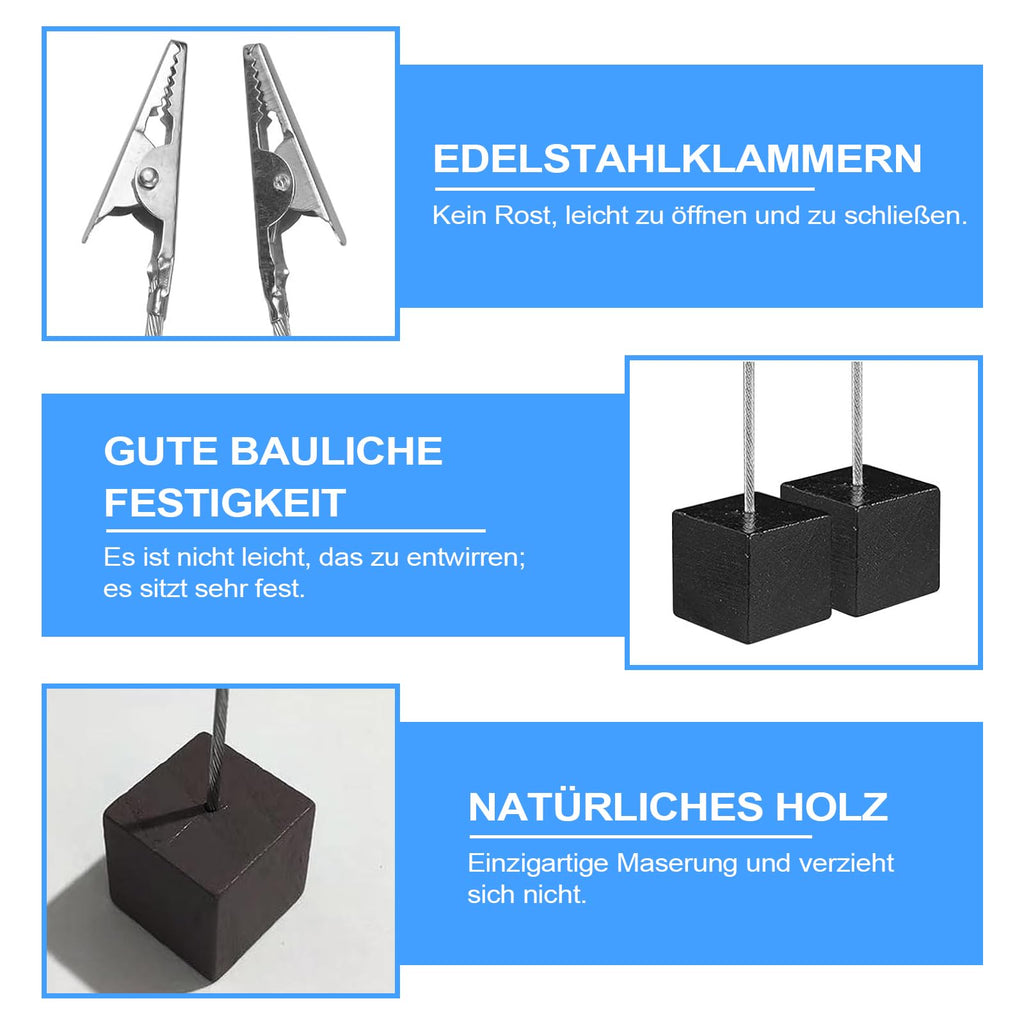 30 Stück Fotohalter mit Klammern, Holz Postkartenhalter Memo Clip Ständer