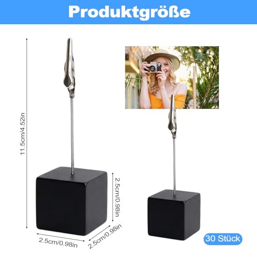 30 Stück Fotohalter mit Klammern, Holz Postkartenhalter Memo Clip Ständer