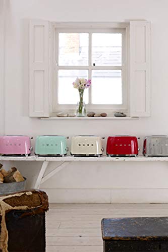 Smeg, 2x2 TSF01CREU -Toaster, 2 Schlitze für 2 Scheiben, 6 Vergoldungsniveaus, Heizfunktion, Abtau- und Bagel- Funktion, Sammelschublade, 950W, Creme