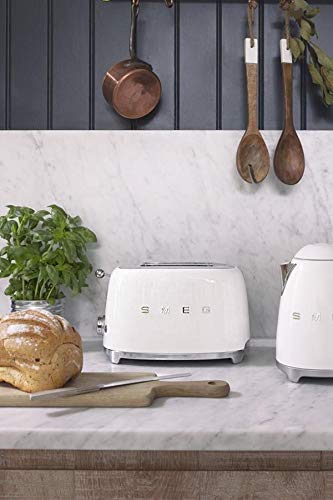 Smeg, 2x2 TSF01CREU -Toaster, 2 Schlitze für 2 Scheiben, 6 Vergoldungsniveaus, Heizfunktion, Abtau- und Bagel- Funktion, Sammelschublade, 950W, Creme