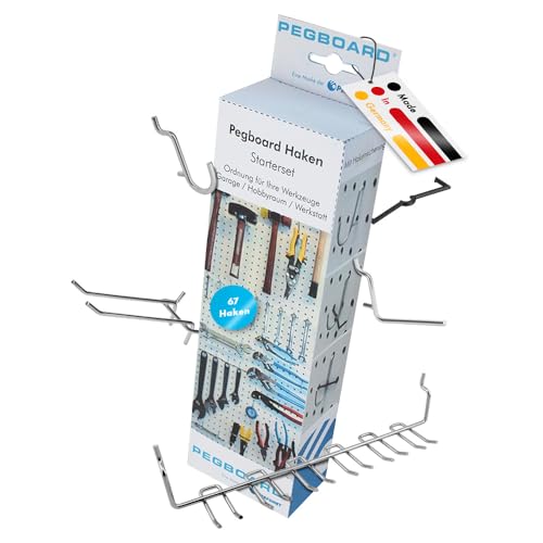 Pegboard Lochwandhaken-Sortiment 67-teilig für Werkzeugwand Abstand 25.4 mm