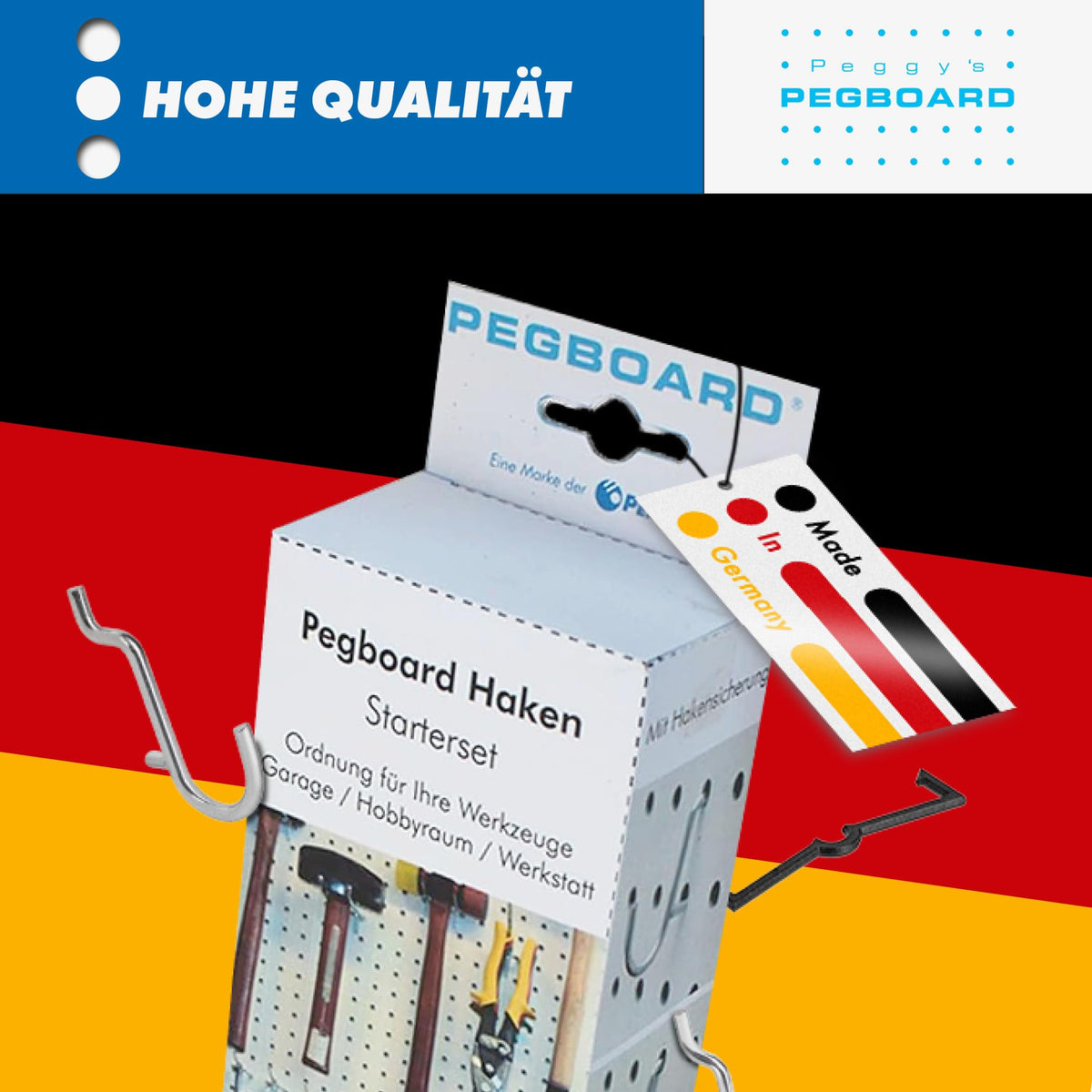 Pegboard Lochwandhaken-Sortiment 67-teilig für Werkzeugwand Abstand 25.4 mm