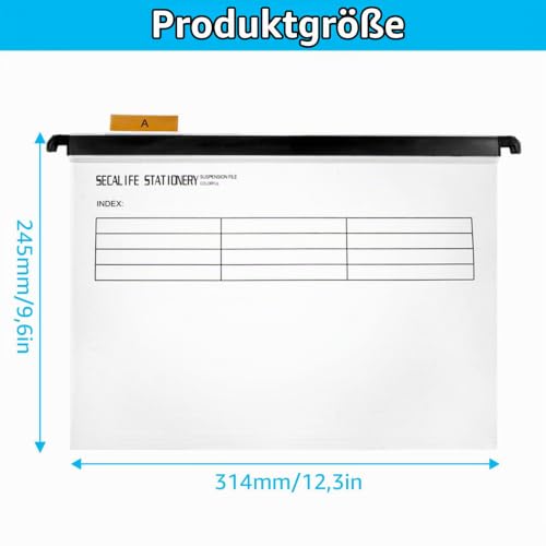 20 Stück Hängemappen A4 aus Kunststoff, Transparent, für Büro