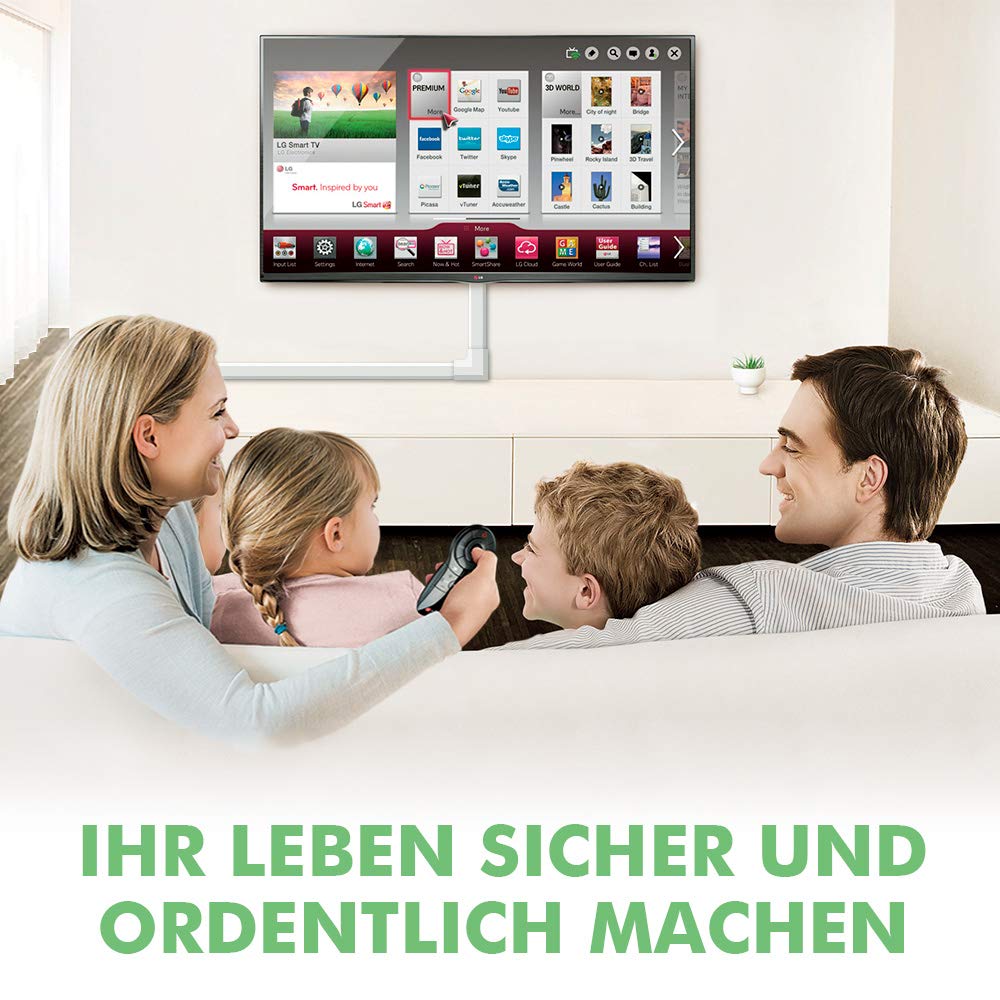 MUDEELA kabelkanal selbstklebend, 3.2 Meter Gesamtlänge (8 Stück - 30x17mm) Weißer PVC Kabelschacht, Schnell Klebe & Ohne Bohren für Aufgeräumtes Kabelmanagement an Wand, TV, Büro & Haushalt