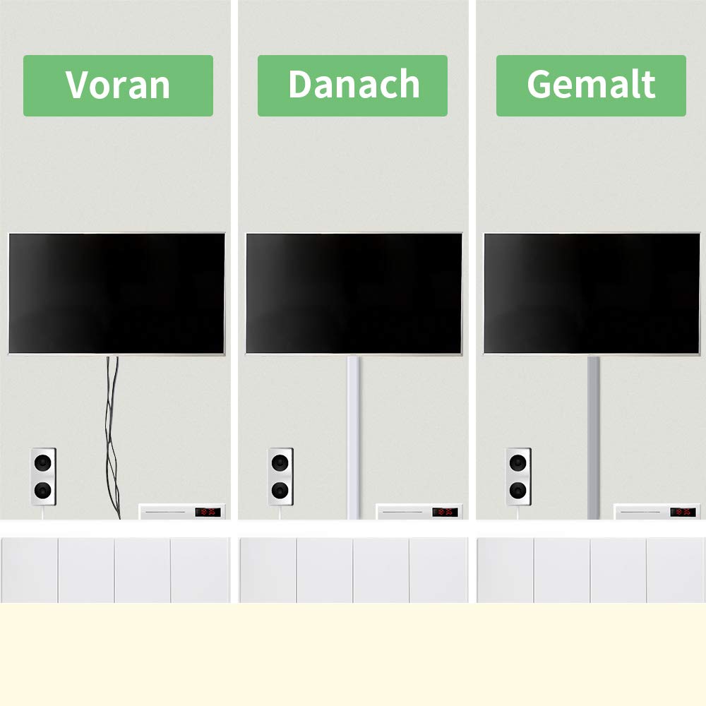 MUDEELA kabelkanal selbstklebend, 3.2 Meter Gesamtlänge (8 Stück - 30x17mm) Weißer PVC Kabelschacht, Schnell Klebe & Ohne Bohren für Aufgeräumtes Kabelmanagement an Wand, TV, Büro & Haushalt