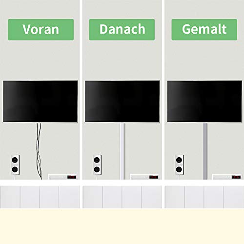 MUDEELA kabelkanal selbstklebend, 3.2 Meter Gesamtlänge (8 Stück - 30x17mm) Weißer PVC Kabelschacht, Schnell Klebe & Ohne Bohren für Aufgeräumtes Kabelmanagement an Wand, TV, Büro & Haushalt