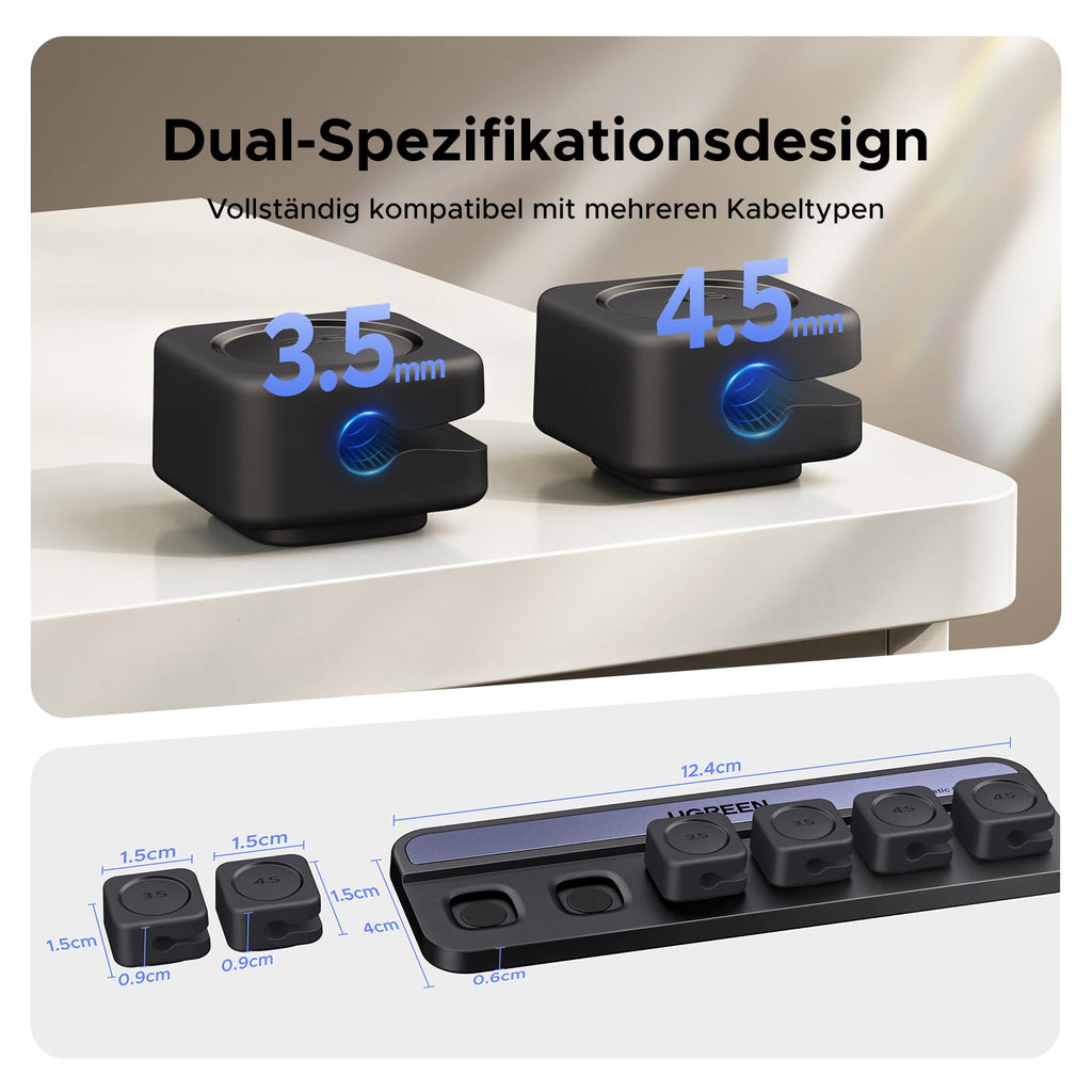 UGREEN 6 Stück Magnetische Kabelhalter Selbstklebend Kabelclips
