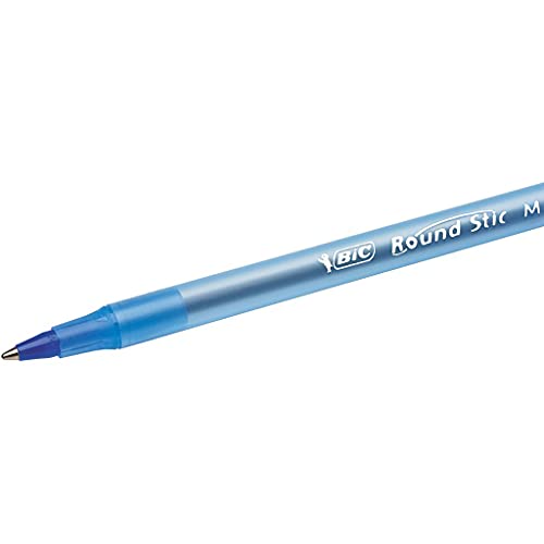 Bic Round Stic Kugelschreiber, Strichstärke, Blau, 8 Stück