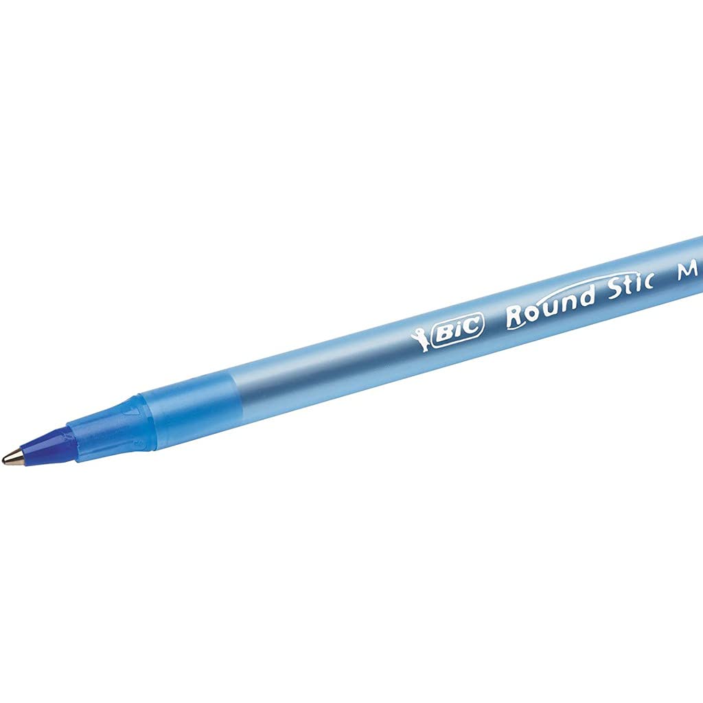 Bic Round Stic Kugelschreiber, Strichstärke, Blau, 8 Stück
