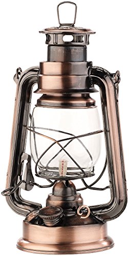 Lunartec Stalllaterne: Nostalgische Petroleum-Sturmlaterne mit Glaskolben, Bronze, 24 cm (Stalllaterne Petroleum, Sturmlampe, Öl)