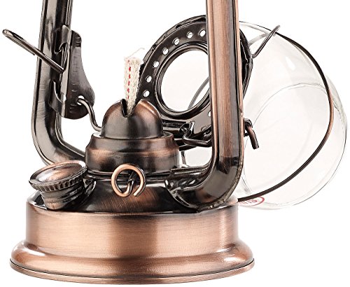 Lunartec Stalllaterne: Nostalgische Petroleum-Sturmlaterne mit Glaskolben, Bronze, 24 cm (Stalllaterne Petroleum, Sturmlampe, Öl)