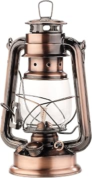 Lunartec Stalllaterne: Nostalgische Petroleum-Sturmlaterne mit Glaskolben, Bronze, 24 cm (Stalllaterne Petroleum, Sturmlampe, Öl)
