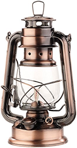 Lunartec Stalllaterne: Nostalgische Petroleum-Sturmlaterne mit Glaskolben, Bronze, 24 cm (Stalllaterne Petroleum, Sturmlampe, Öl)