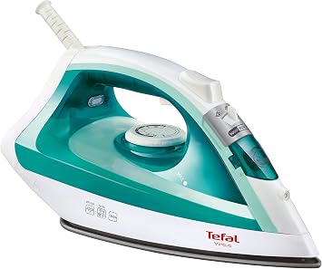 Tefal Virtuo Dampfbügeleisen, 1800 Watt, 80 g/Min. Dampfstoß, 20 g/Min. kontinuierlicher Dampf, Antihaft-Bügelsohle, vertikales Dampfglätten, Bügeleisen Dampf, weiß/türkis, FV1710