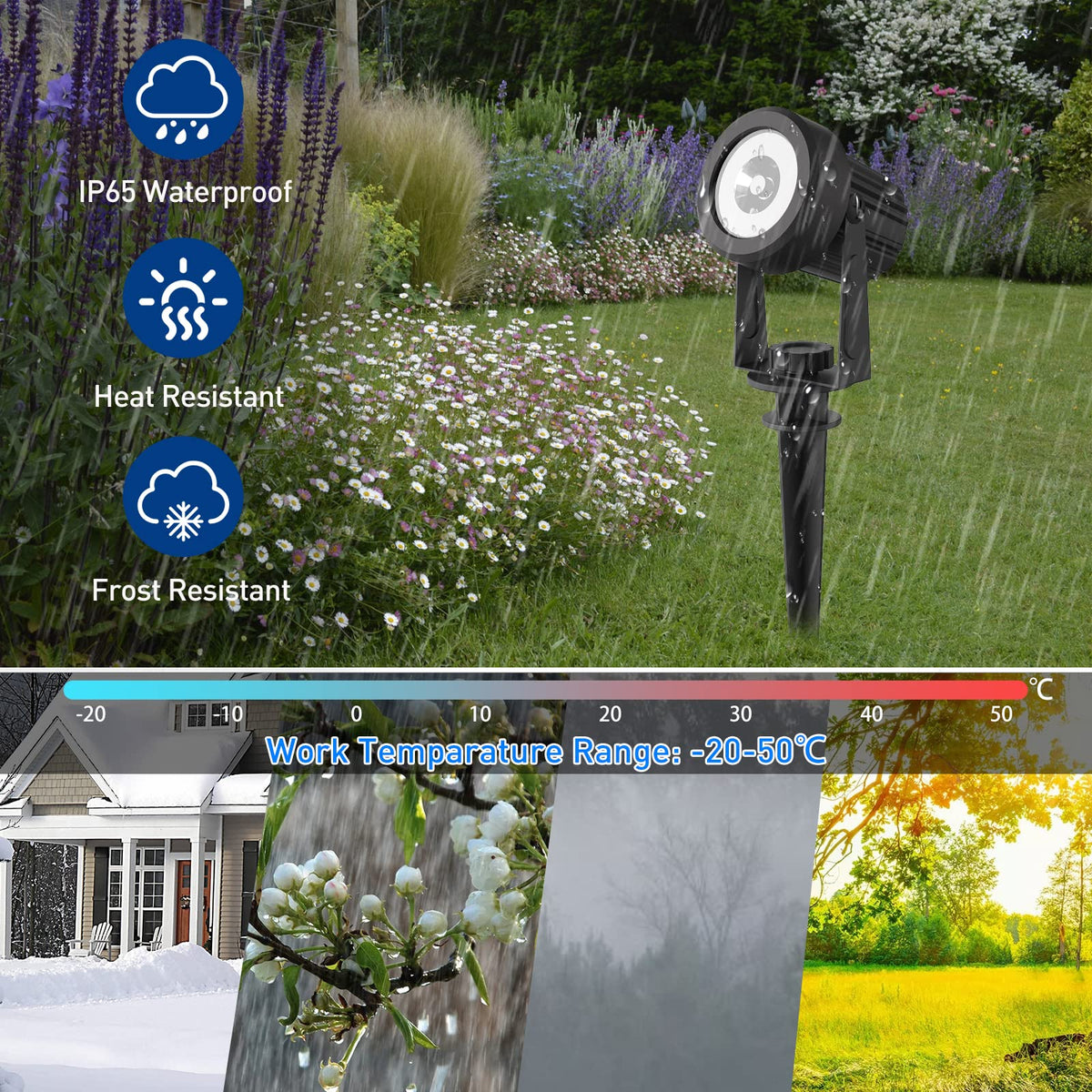 T-SUNUS Solarstrahler für Außen Garten, Solarlampen für Außen Warmweiß