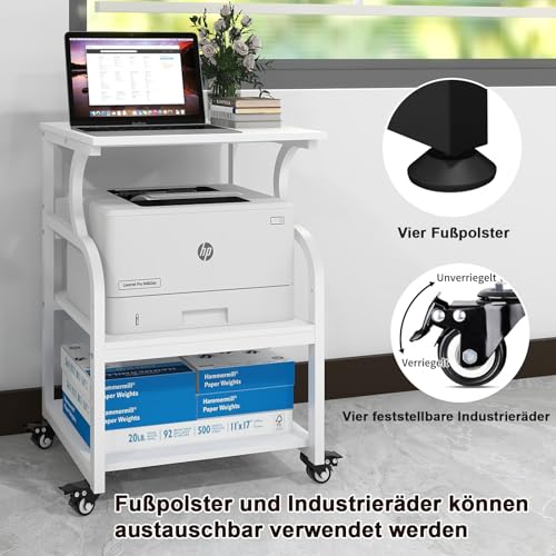 PUNCIA 3-Ebenen Druckertisch höhenverstellbar 60 x 50 cm Druckerständer