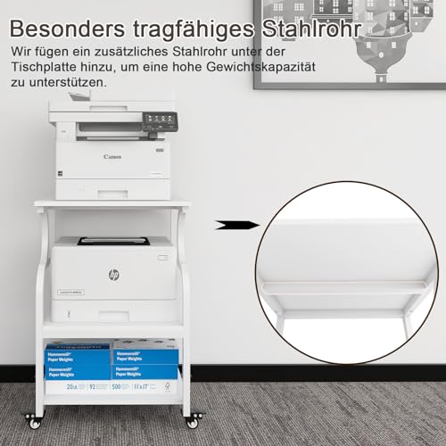 PUNCIA 3-Ebenen Druckertisch höhenverstellbar 60 x 50 cm Druckerständer
