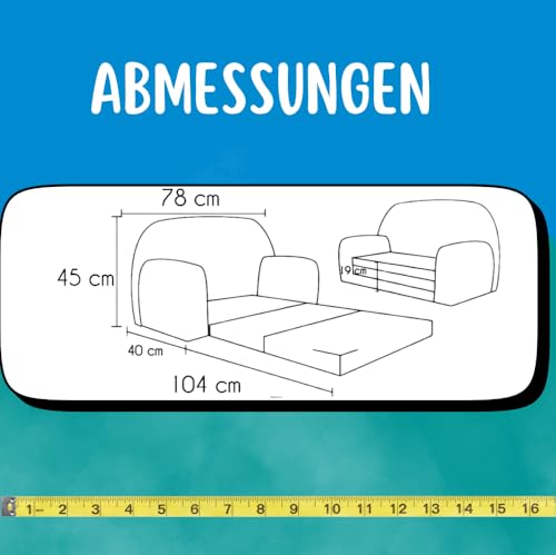FORTISLINE Kindersofa MINI ausklappbar 78 x 40 x 45 cm - Kindercouch aus Mikrofaser mit Liegefläche 104 cm, abnehmbarem waschbarem Bezug, Oeko-TEX Standard 100, Rosa Bärchen