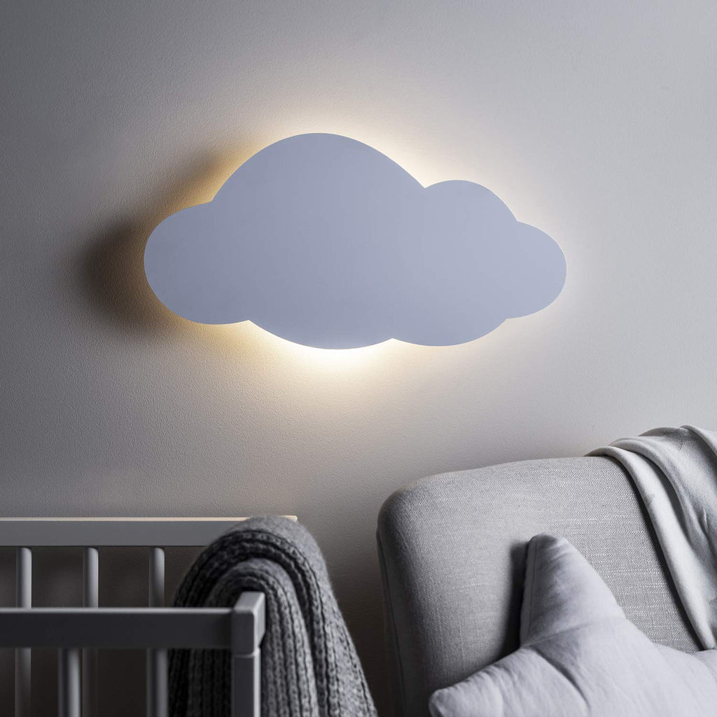 Lights4fun Wolkenlampe Wandlampe mit Fernbedienung & Timer | LED Nachtlicht Kinderzimmer warmweiß | Batteriebetriebene Wandleuchte Wolke Deko für Baby- & Schlafzimmer | 45 x 12 cm Weiß