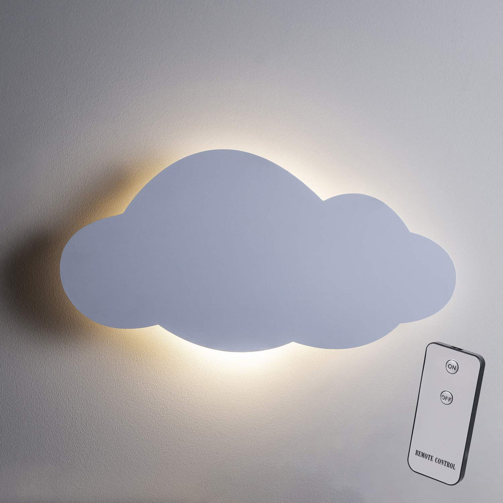 Lights4fun Wolkenlampe Wandlampe mit Fernbedienung & Timer | LED Nachtlicht Kinderzimmer warmweiß | Batteriebetriebene Wandleuchte Wolke Deko für Baby- & Schlafzimmer | 45 x 12 cm Weiß