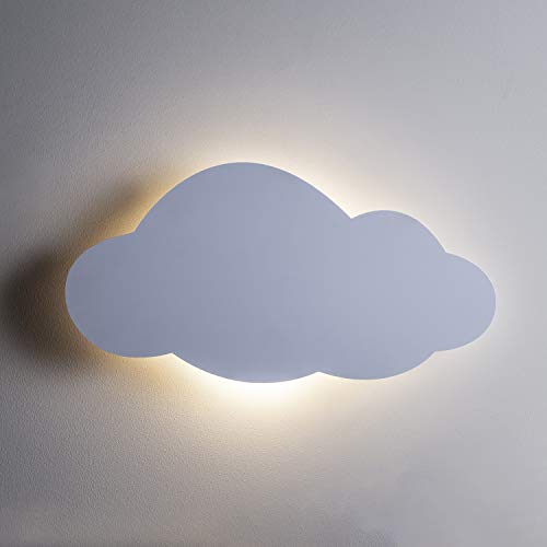 Lights4fun Wolkenlampe Wandlampe mit Fernbedienung & Timer | LED Nachtlicht Kinderzimmer warmweiß | Batteriebetriebene Wandleuchte Wolke Deko für Baby- & Schlafzimmer | 45 x 12 cm Weiß