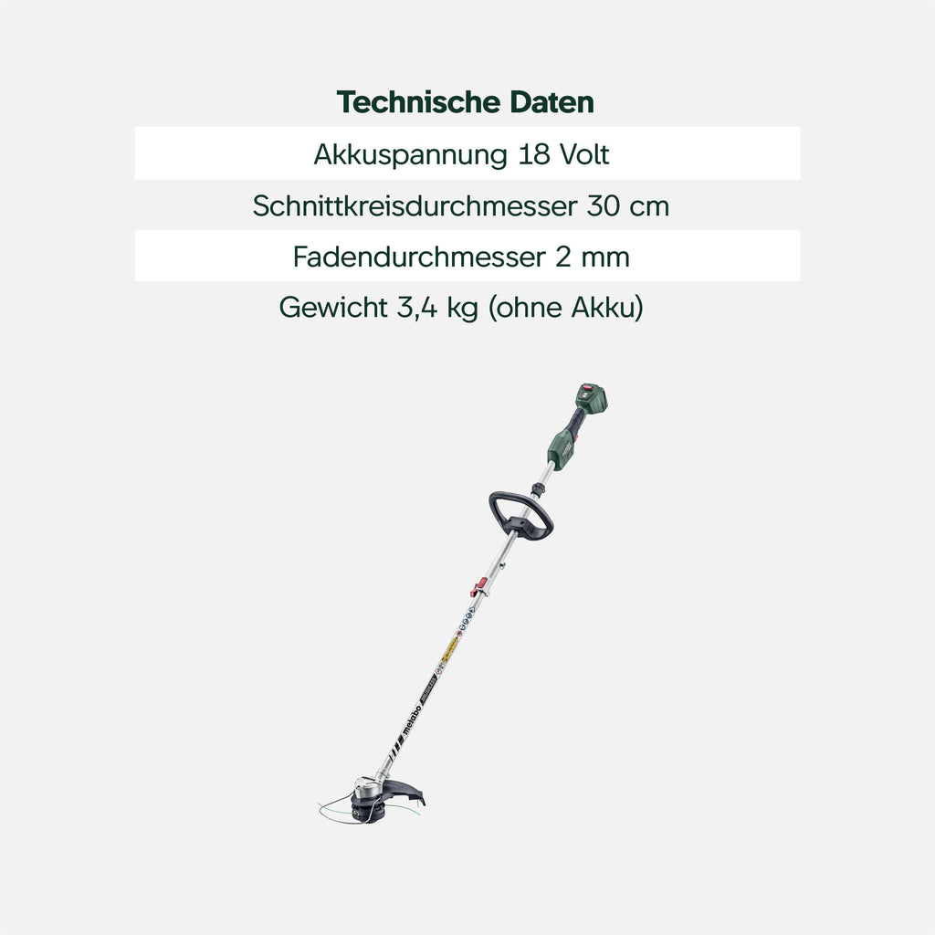 metabo Akku-Rasentrimmer RTD 18 LTX BL 30, Brushless Rasenkantenschneider