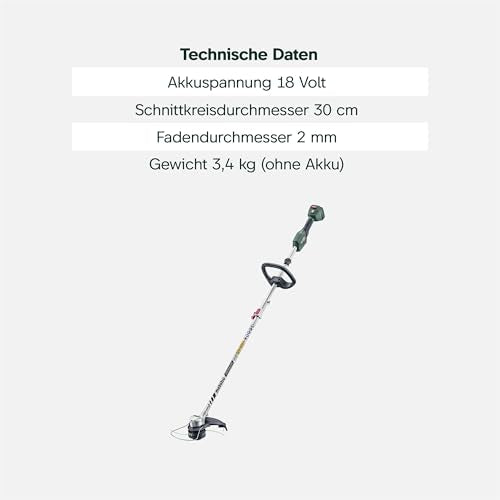 metabo Akku-Rasentrimmer RTD 18 LTX BL 30, Brushless Rasenkantenschneider